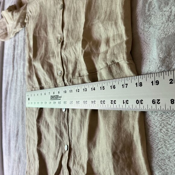 Sigrid Olsen Womens Beige Linen Button-Down Tunic Shirt Dress Small Long Sleeve - Picture 6 of 8